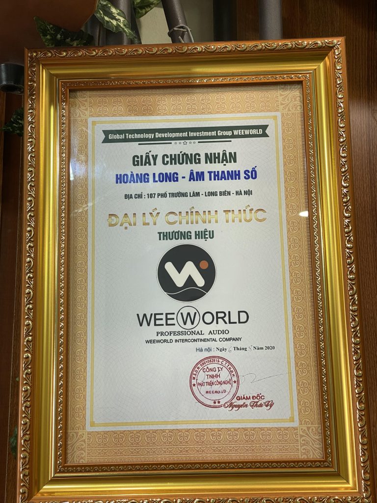 giấy chứng nhận đại lý loa weeworld